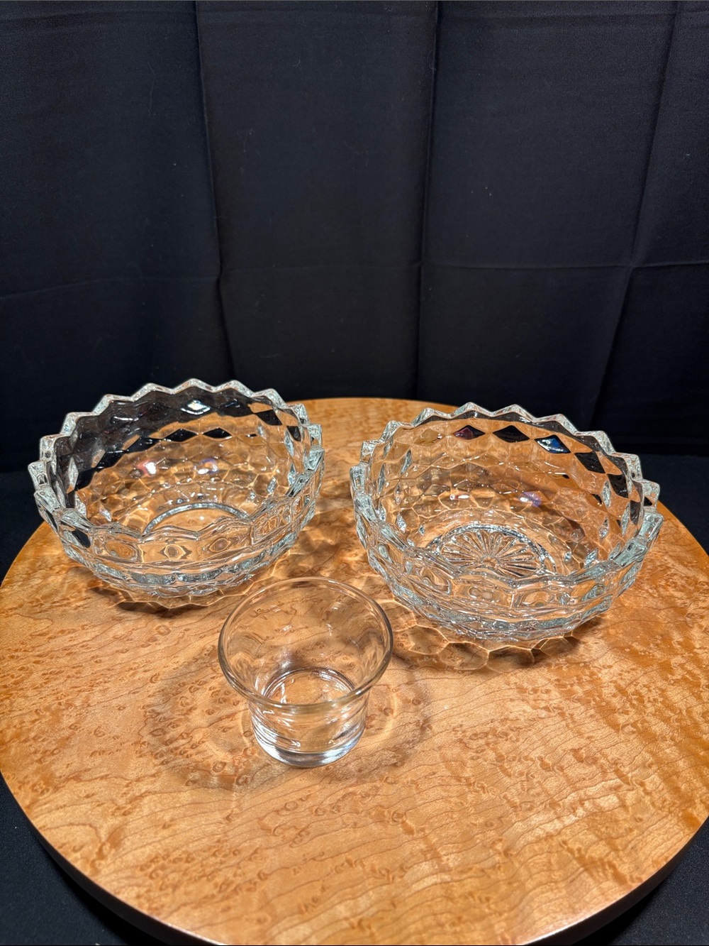 ✨ Vintage Indiana Glass Whitehall Clear Cubist 3-Piece Fairy Lamp ✨